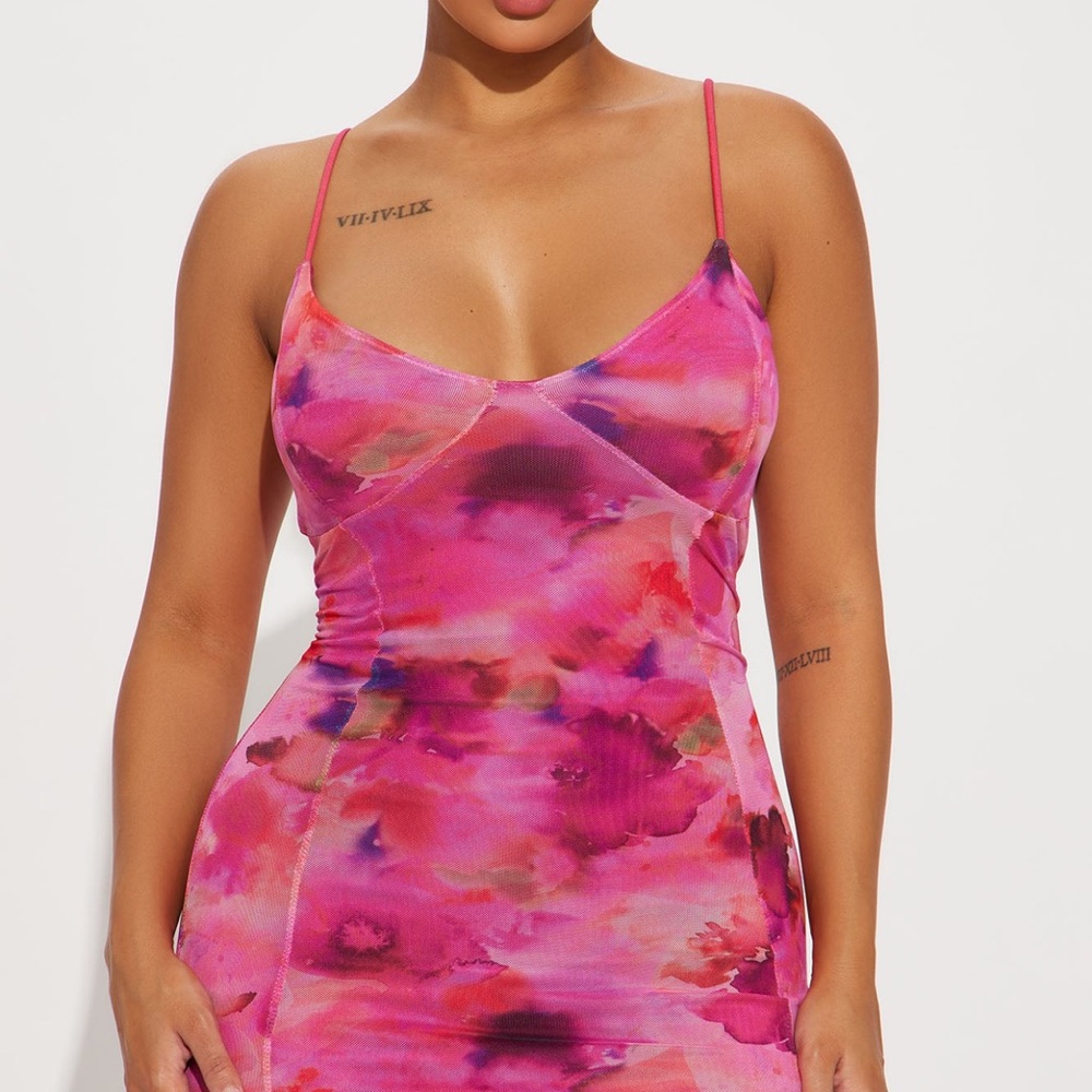 Vibrant Pink and Purple Spaghetti Strap Dress